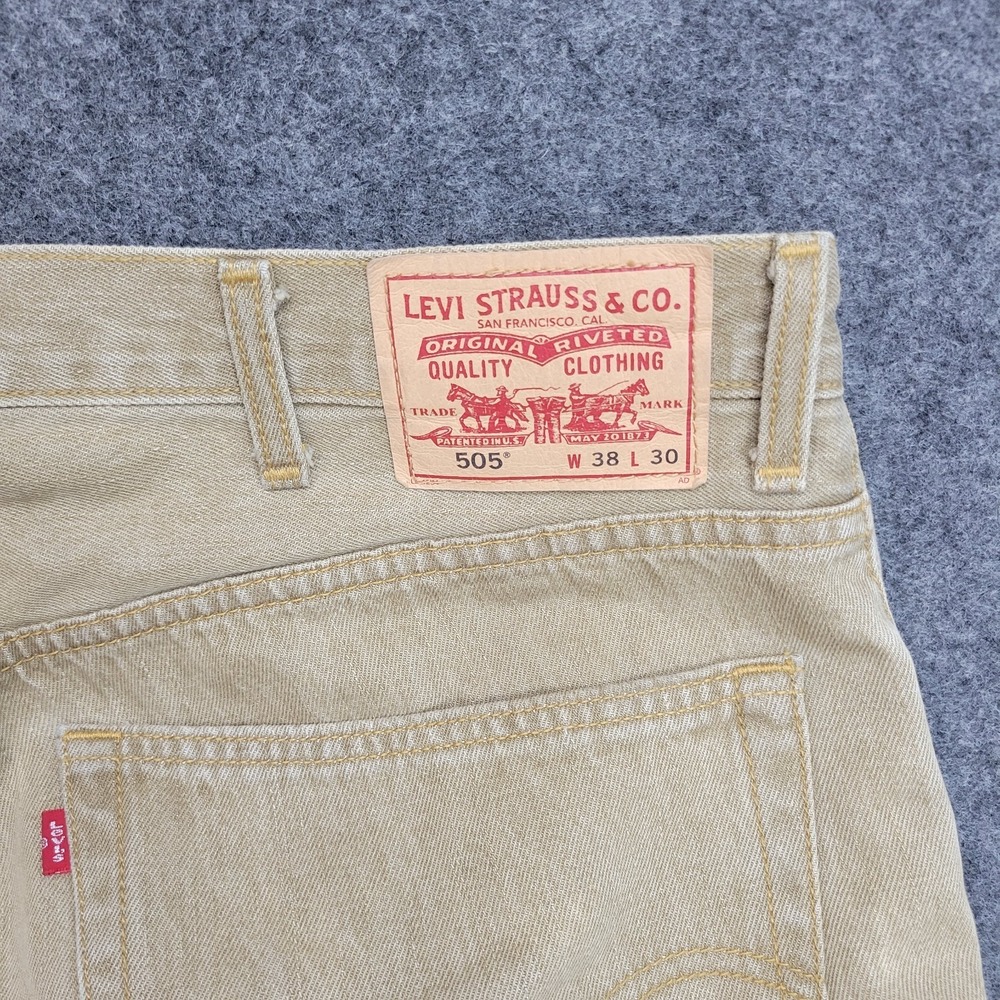Levis 505 Jeans Mens 38X30 Tan Americana Y2K Workwear Blue Collar Everyday - Picture 7 of 12